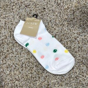 J.Crew White Socks with Multicolor Dots